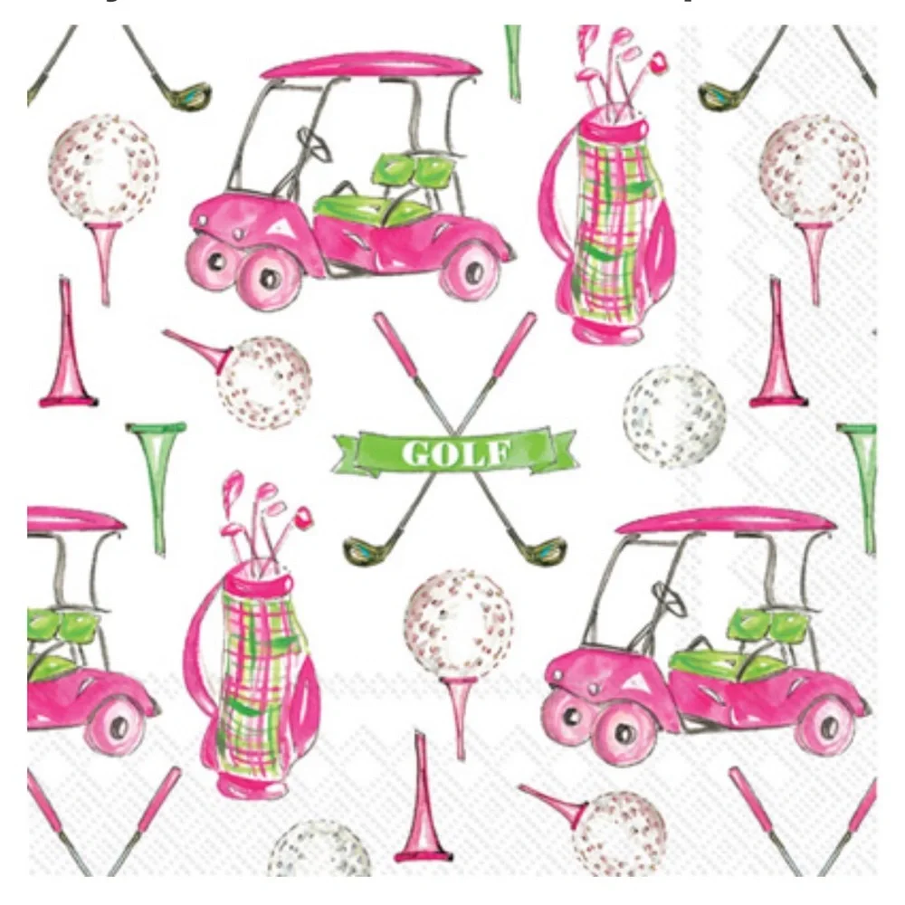 Celebrate the Home Two (2) INDIVIDUAL Girly Golf Decoupage Cocktail Napkins